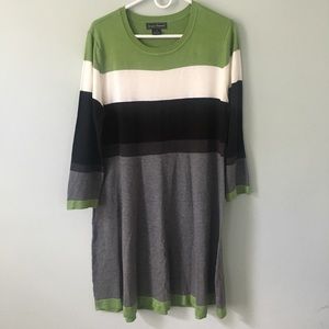 Green, Gray, White and Black Sweater Dress